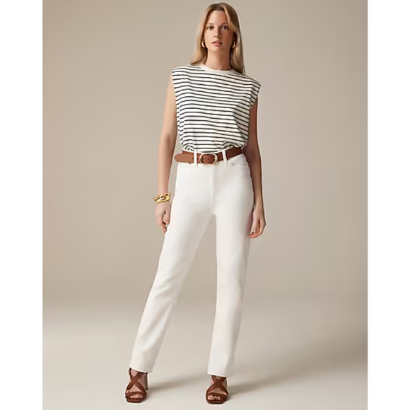 NWT J Crew Classic Straight Jeans 25 White Denim BX975 J.Crew Travel Resort - Picture 2 of 10